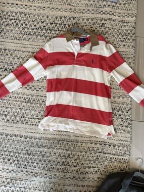 Polo by Ralph Lauren Red and White Striped Rugby Shirt